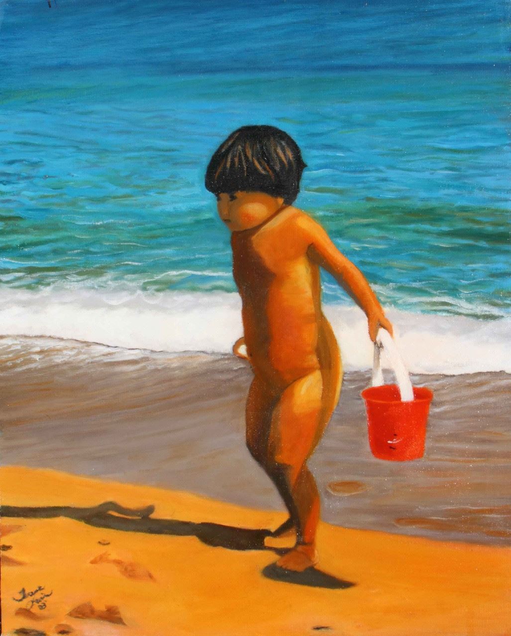 Boy with Red Pail by Teri Levine