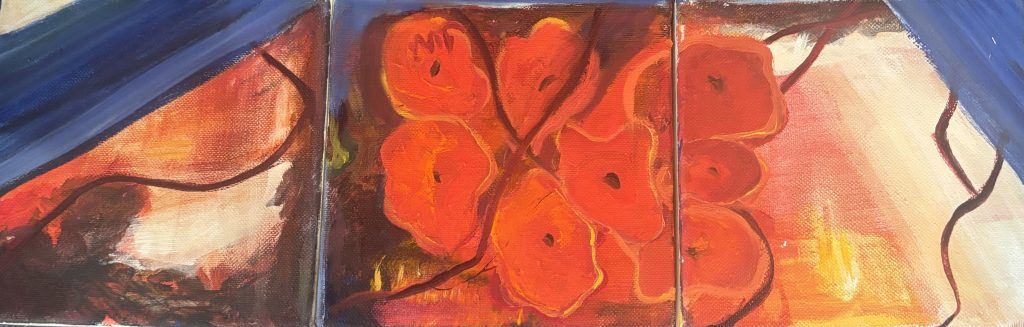 Red Roses (triptych) by Teri Levine